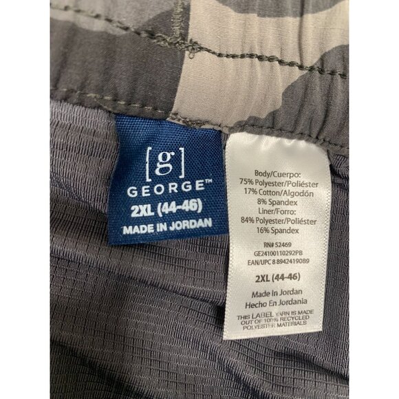 George Mens 2XL (44-46) Grey Camo Pull-On Shorts Moisture Wicking Above Knee - Picture 7 of 8